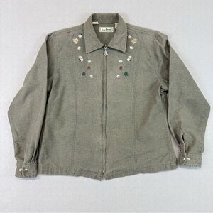 L.L. Bean Gray Jacket with Embroidered Accents Size 10